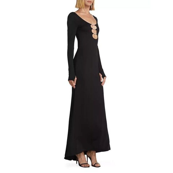 Alice + Olivia Kalena Jersey Cut-Out Black  Maxi Dress US Size 12 - Picture 2 of 6